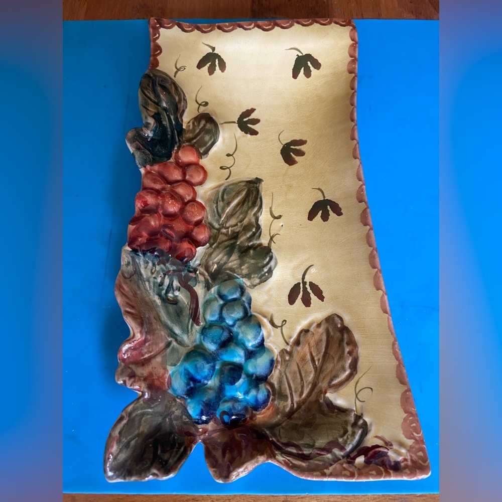 Hand painted Italian Plate Wall Hanging Fruit Rectangle
